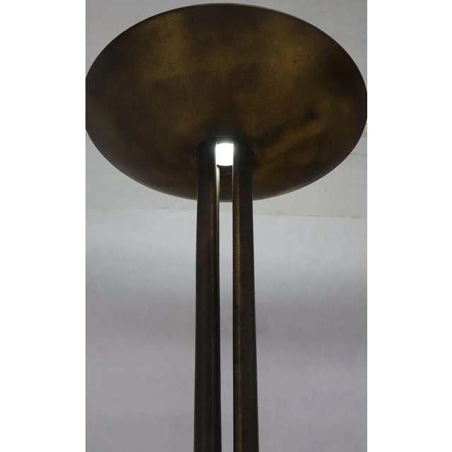 Cross Base 68 Tall Metal Dish Shade Floor Lamp For Sale - Image 4 of 13