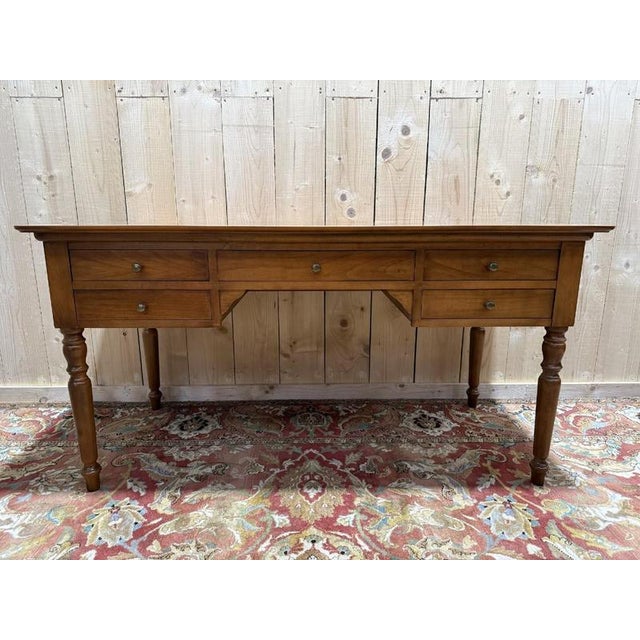 Louis Philippe Style Flat Desk in Cherrywood For Sale - Image 9 of 9