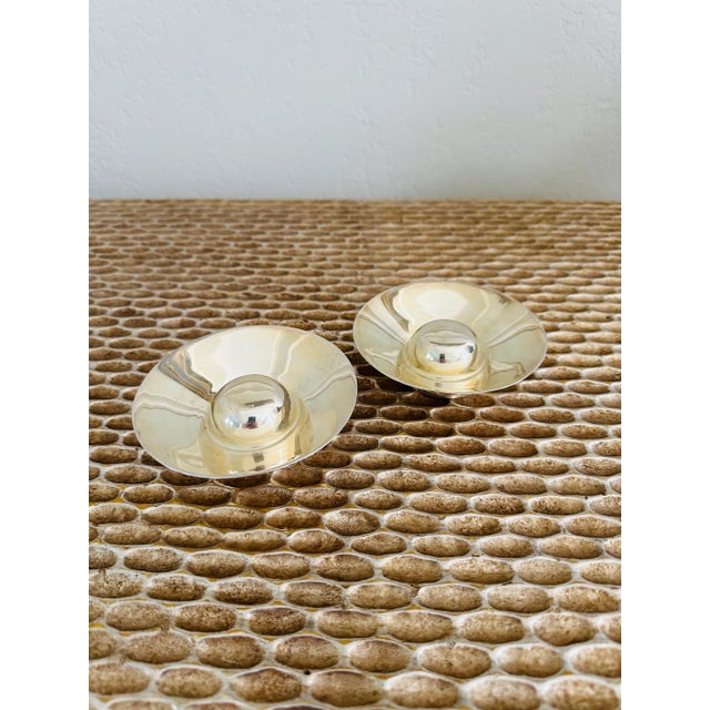 Vintage Sterling Silver Modernist Wine Sommelier Tastevin -a Pair For Sale - Image 4 of 10