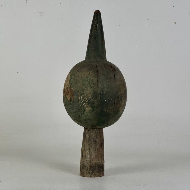 A unique vintage Objet D'Art. A lovely home accent piece in a form of a sculptural wooden finial like object painted...