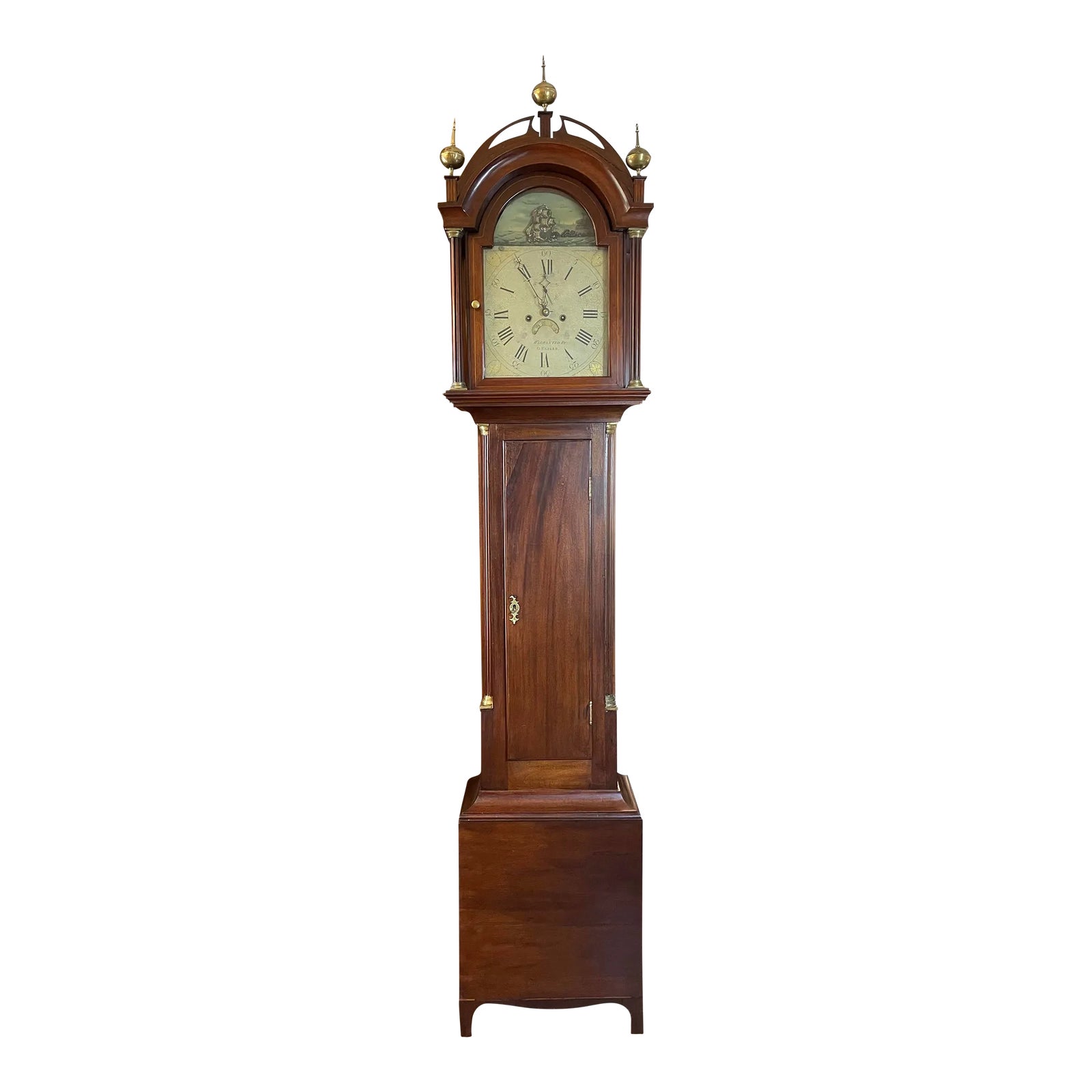 Late 18th Century Federal Massachusetts Rocking Ship Grandfather Clock