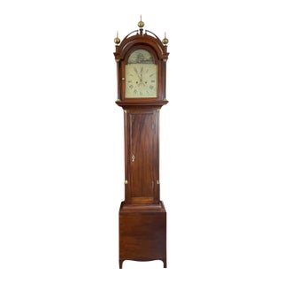 Late 18th Century Federal Massachusetts Rocking Ship Grandfather Clock by Gardner Parker For Sale