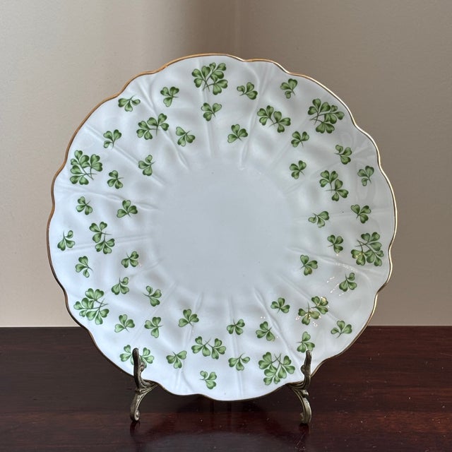 Shabby Chic Vintage English Bone China Shamrock Decorative Dessert Plate For Sale - Image 3 of 12