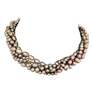 Late 20th Century Freshwater Peacock Pearl Necklace For Sale
