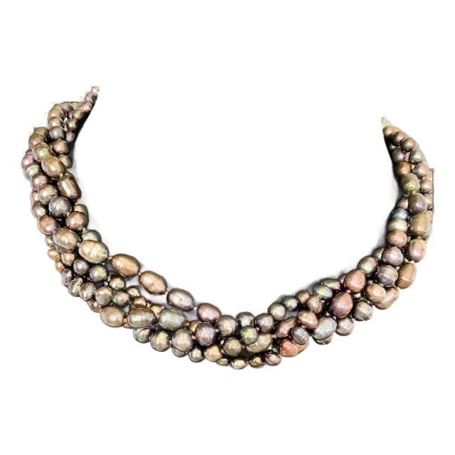 Late 20th Century Freshwater Peacock Pearl Necklace For Sale