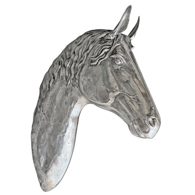 Farmhouse Cast Metal Thoroughbred Horse Head For Sale - Image 3 of 16