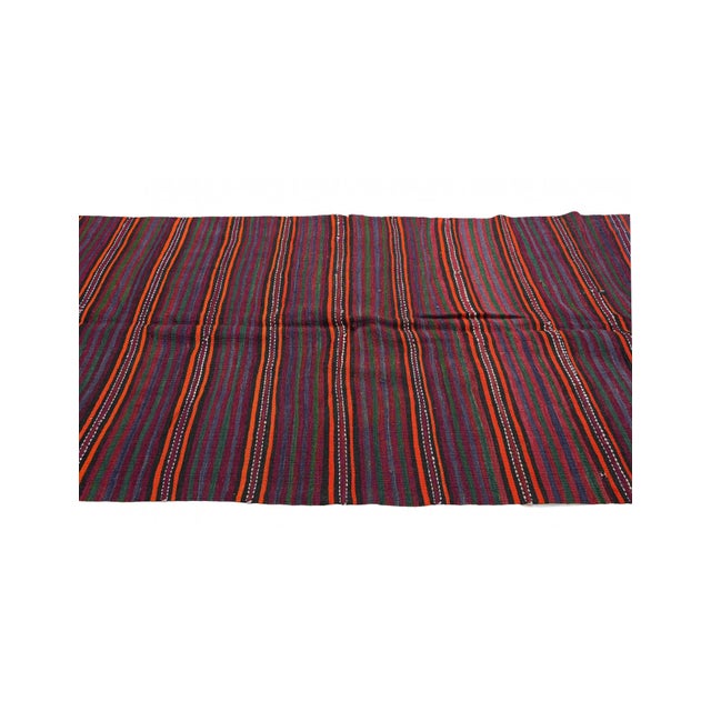 Vintage Striped Decorative Kilim Rug - 4`6" X 9`10" For Sale In Los Angeles - Image 6 of 6