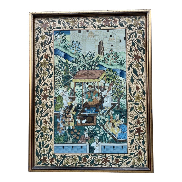 Framed Asian Garden Pavillion Scene Reproduction Print For Sale
