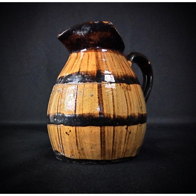 Antique Ceramic Barrel-Shaped Pitcher For Sale In New York - Image 6 of 9