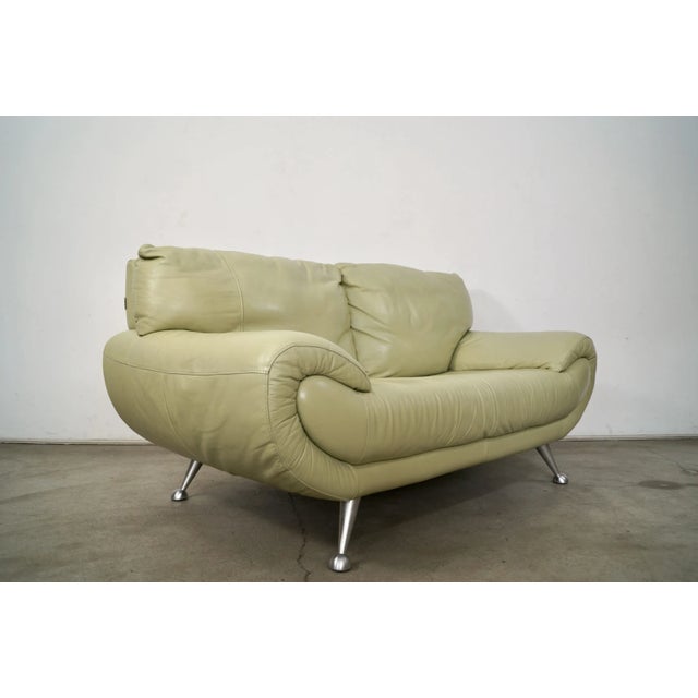 Busnelli 1990’s Postmodern Italian Nicoletti Salotti Leather Sofa For Sale - Image 4 of 12
