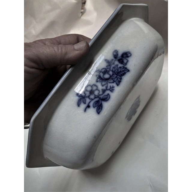 Antique R & M Dark Flow Blue Pheasant Pattern Octagonal Oval Serving Bowl For Sale - Image 4 of 12