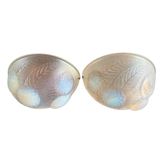 Vintage Art Deco Opalescent Glass Wall Light by René Lalique, 1921, Set of 2 For Sale