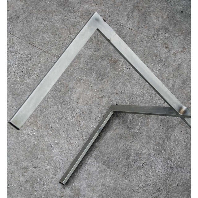 Metal 1960s Mid Century Modern Coffee Table Metal Round Glass Vintage Circular X Base Silver For Sale - Image 7 of 12