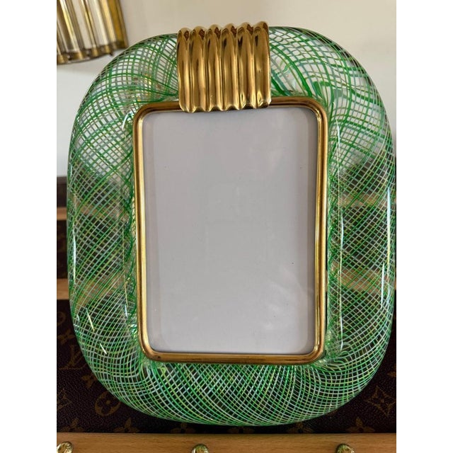 Green and Yellow Filigree Murano Glass Photo Frame, 2000s For Sale - Image 10 of 11