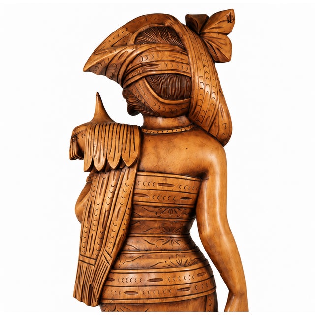 Wood Mas Bali, Woman with Offerings, 1940s, Wood For Sale - Image 7 of 10