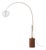 Tambo Arc Floor Lamp - Weathered Brass Steel, Sphere White Satin Shade, Dark Walnut Base, Dimmable For Sale