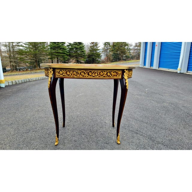 French Parquetry French Style Inlaid Accent Oval Table/Desk,side and Center Table For Sale - Image 3 of 10