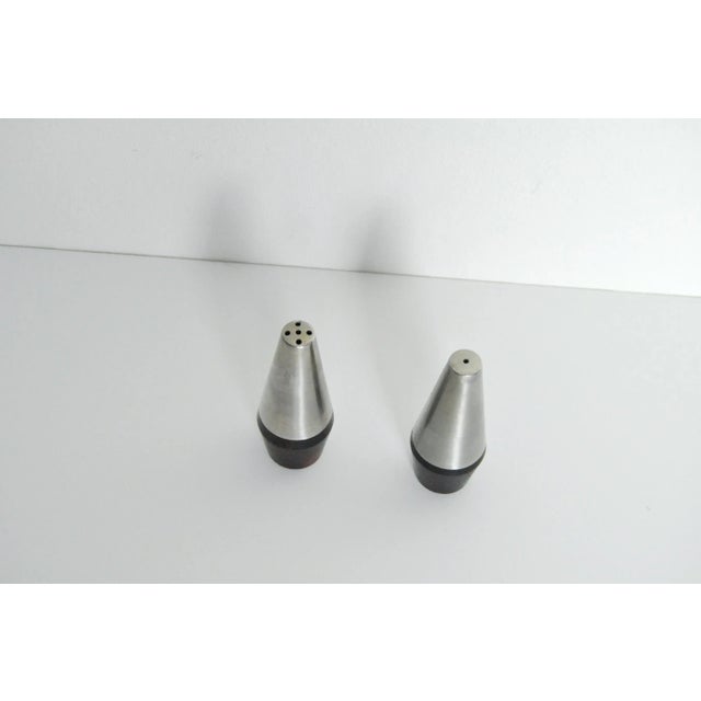 1960s Danish Modern Teak and Stainless Steel Salt and Pepper Shakers, 1960s, Set of 4 For Sale - Image 5 of 12