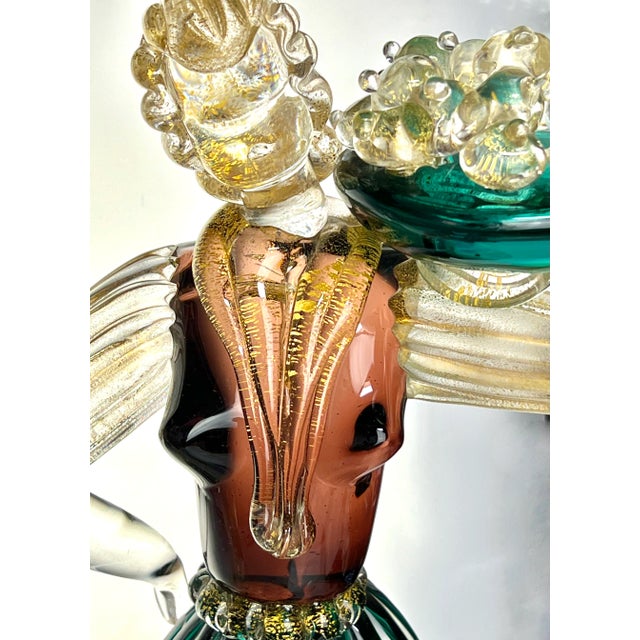 Pair of Tall Mid 20th Century Gilded Murano Art Glass Figures by Gino Fort For Sale In Los Angeles - Image 6 of 13