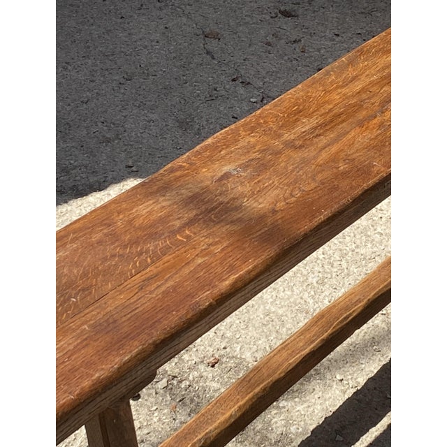 Rustic Oak Farmhouse Bench, 1950s For Sale - Image 4 of 18