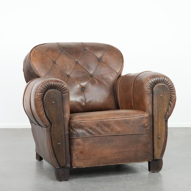 Antique Sheepskin and Wood Armchair For Sale - Image 14 of 14