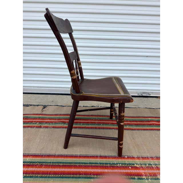 Antique Paint Decorated Pennsylvania Kitchen Windsor Side Chair For Sale - Image 14 of 17