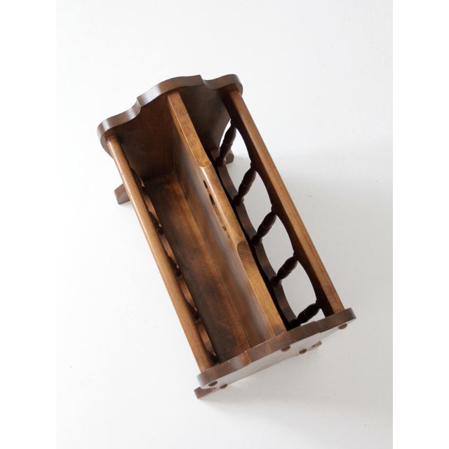 Mid-Century Modern Mid-Century Colonial Style Wood Magazine Rack For Sale - Image 3 of 8