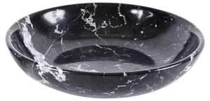 Mid-Century Italian Black Marble with White Grains Round Bowl, 1950s