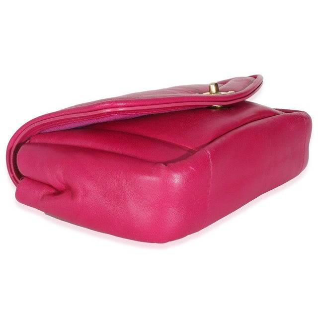 Dark Pink Lambskin Medium Simply Flap Bag For Sale In New York - Image 6 of 9