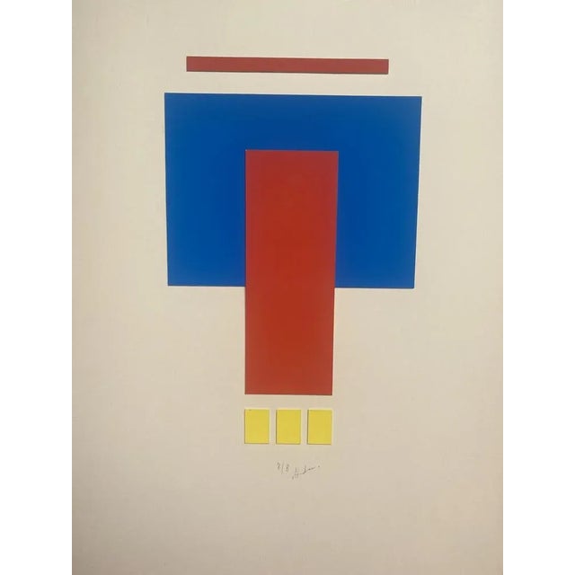 Blue Albert Chubac, Composition, 1950s, Decoupage For Sale - Image 8 of 8