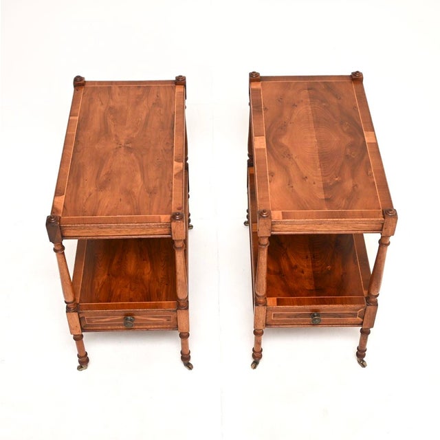 Georgian Inlaid Yew Wood Side Tables, 1930, Set of 2 For Sale - Image 6 of 11