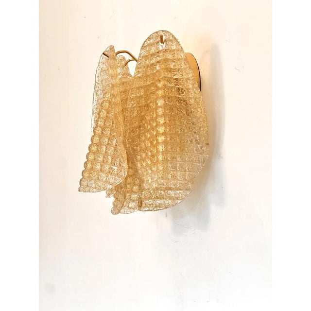 Contemporary Sculptural Gold Granigli Rondini Murano Glass Wall Lamps by Simoeng, Set of 2 For Sale - Image 3 of 12