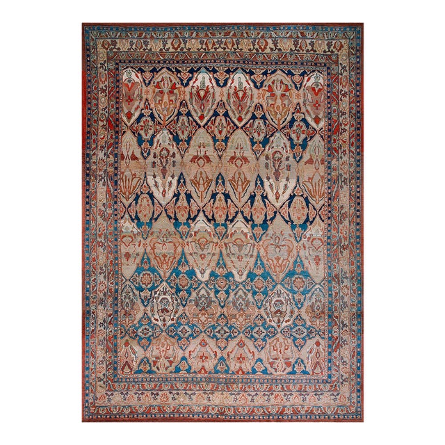 Contemporary Shield Vintage Persian Mahal Rug 9' 8" X 14' 4" For Sale