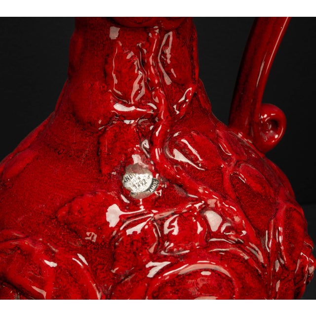 Red Handcrafted Vase from Knödgen Ilkra Edelkeramik, Germany, 1960s For Sale - Image 8 of 15