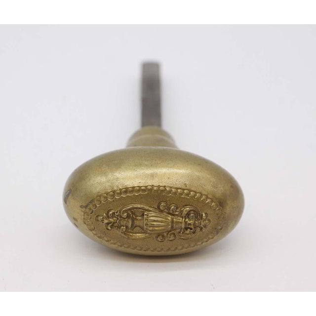 English Antique Colonial Priscilla Cast Brass Oval Door Knob For Sale - Image 3 of 6