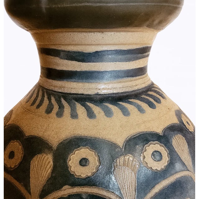 Antique German Westerwald Salt-Glazed Jug W/ Pewter Lid — Hp R-7597 For Sale - Image 6 of 11