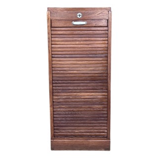 Early 20th Century Filing Cabinet with One Roller Louver Door & Five Shelves For Sale