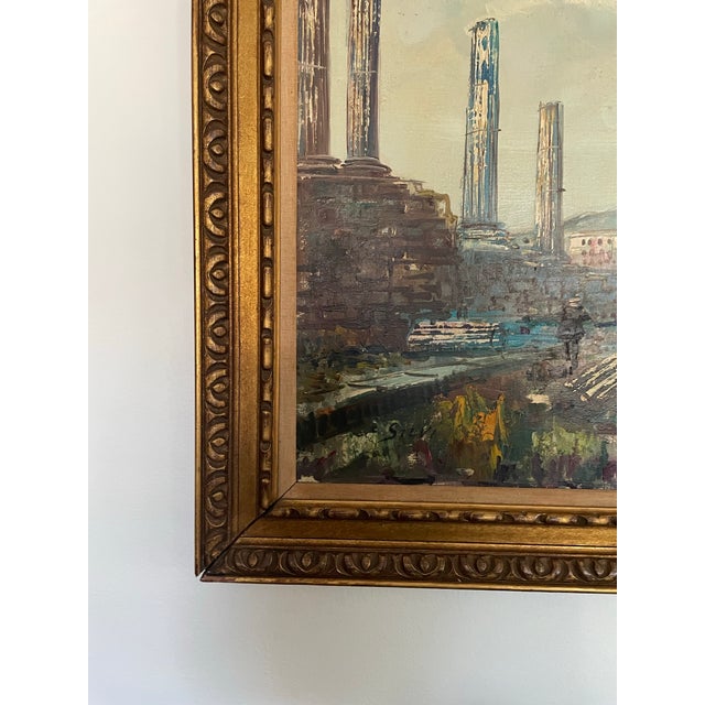 Mid-Century Modern 1950s Oil Painting of Roman Ruins For Sale - Image 3 of 12