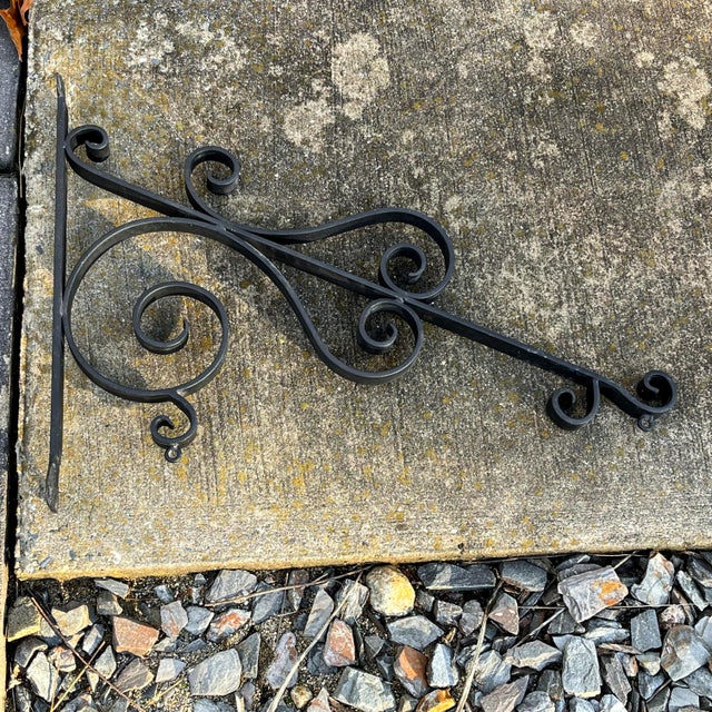 Decorative Scrollwork Wrought Iron Sign Bracket For Sale - Image 4 of 6