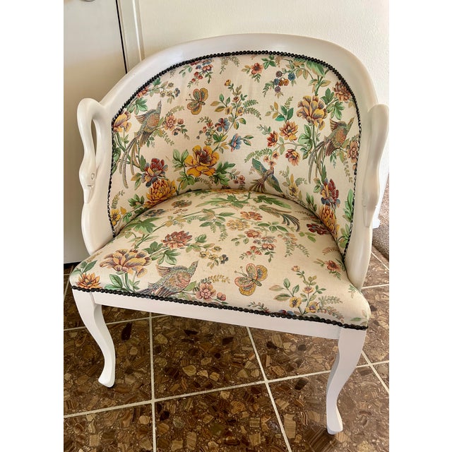 French Provincial Vintage French Provincial Empire Swan Tub Chairs For Sale - Image 3 of 12