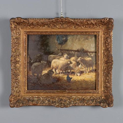 Charles Clair, The Sheepfold, 19th-20th Century, Oil Painting, Framed For Sale - Image 12 of 12