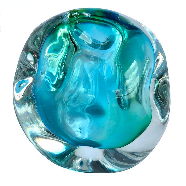 Offered is a hand blown sommerso art glass objet by Brazilian designer Jacqueline Terpins. This piece is reminiscent of...