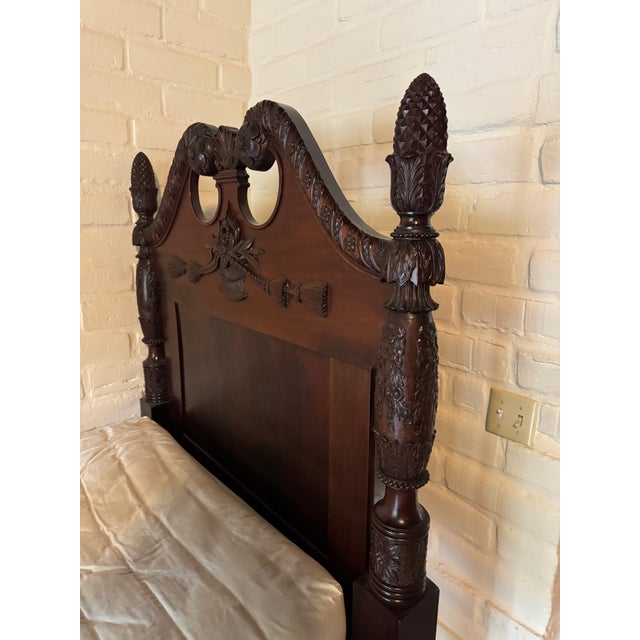 Mid 19th Century 19th Century English Regency Victorian Carved Mahogany Bed For Sale - Image 5 of 7