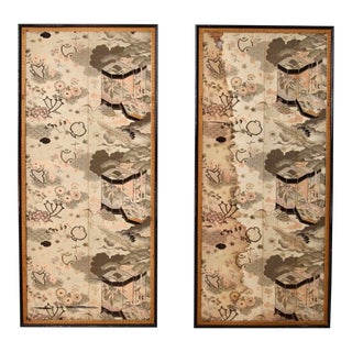 Vintage Framed Chinese Tapestries - Set of 2 For Sale