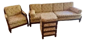 Vintage 1970s Mediterranean Living Room Set With Sofa, Chair & Ottomans