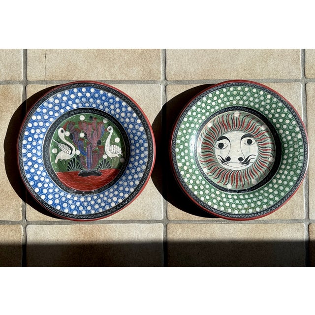 Hand-Painted Ceramic Art Wall Plates from Salvador Vazquez Carmona, Mexico, 1970s, Set of 2 For Sale - Image 13 of 13