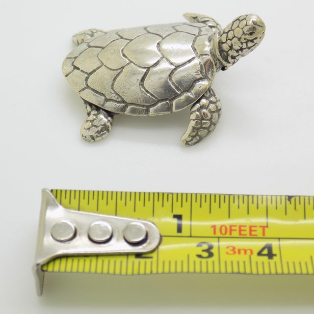 Vintage Italian Handmade Genuine Silver Sea Turtle Caretta Caretta Figurine, 1980s For Sale - Image 12 of 13