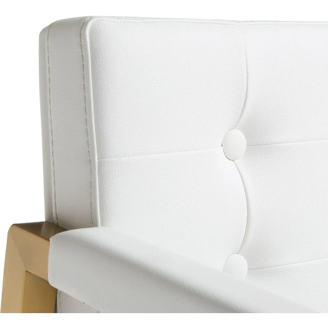 2020s Director White Vegan Leather & Gold Steel Bar Stool For Sale - Image 5 of 10