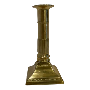 Antique Georgian English Brass Square Base Candlestick