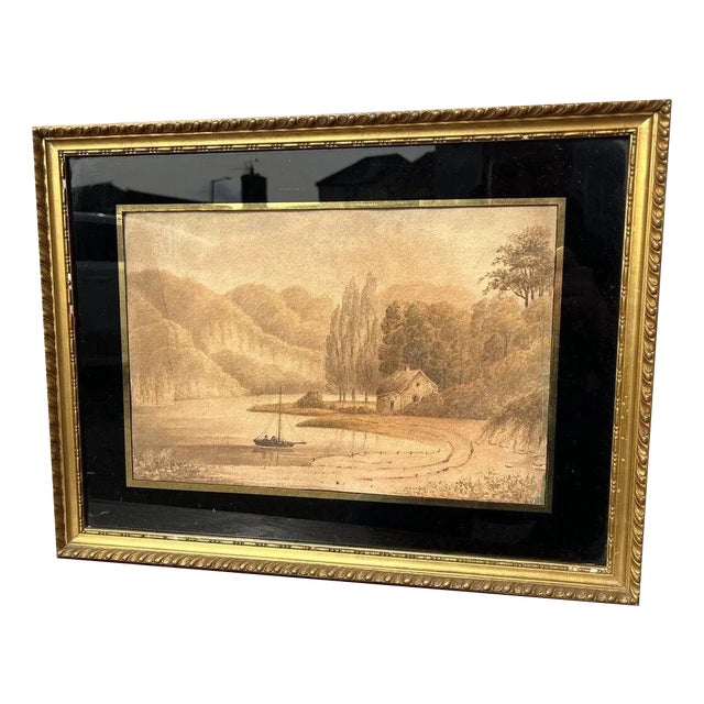 F. Rawlins, Maritime Scene, Watercolour, 1830, Framed For Sale